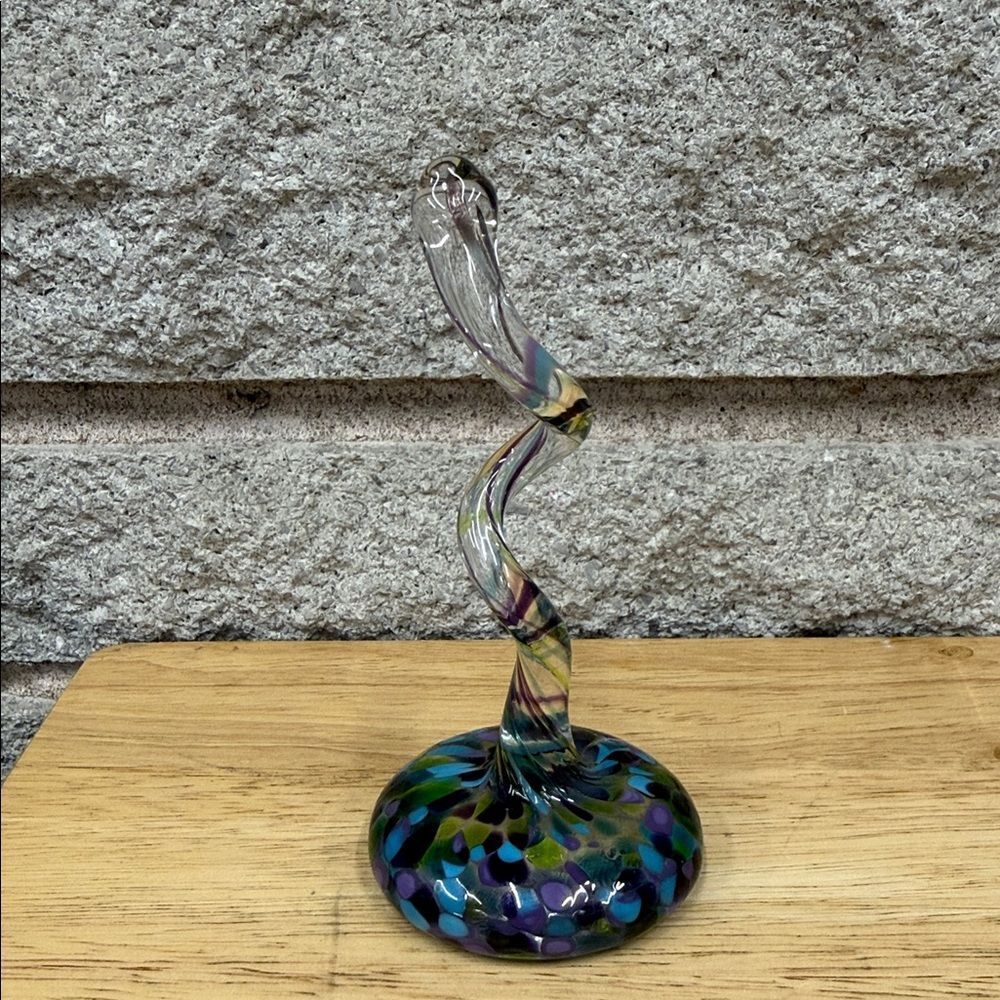 Handblown Multicolor Glass Sculpture - Twisted Spiral Home Art